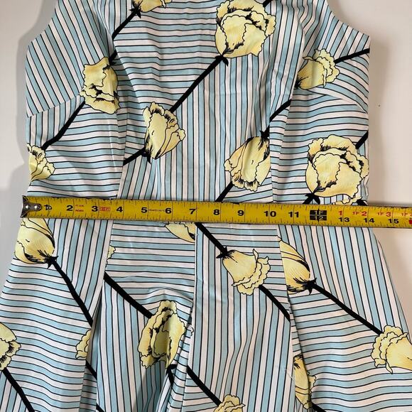 Talbots NWOT Women's 2P 2 Petite Sleeveless Striped and Floral Fit & Flare Dress - Picture 9 of 10
